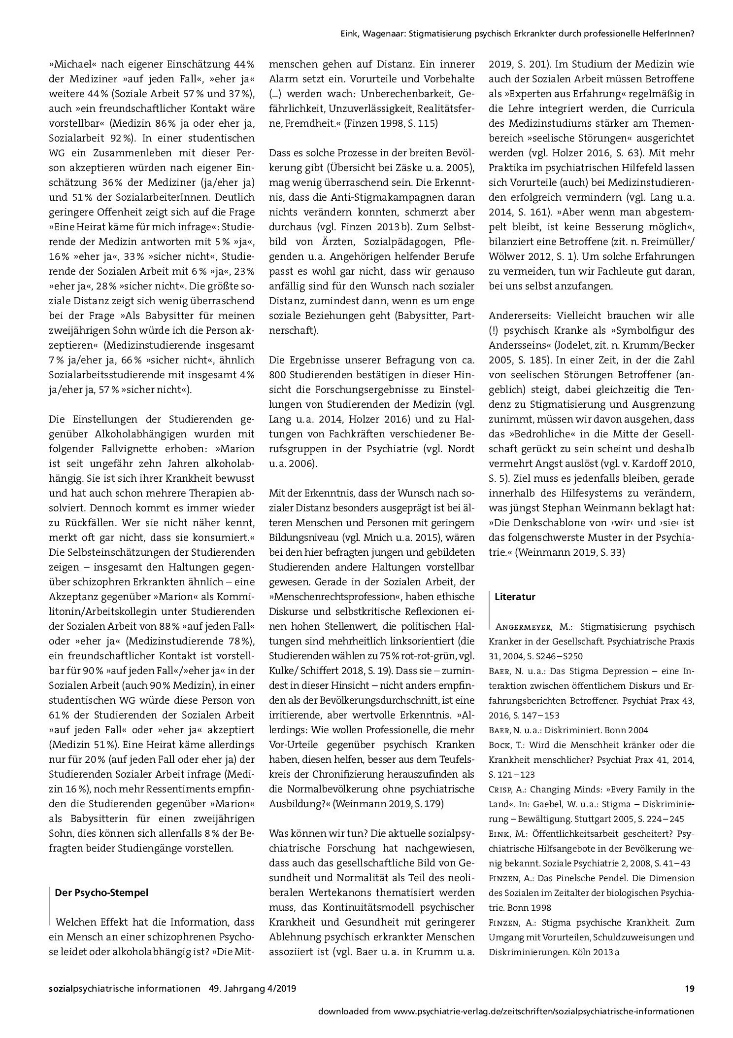 Vorschauseite 5: Stigmatisierung psychisch Erkrankter durch professionelle HelferInnen? Haltungen zu Psychiatrie und psychisch Erkrankten bei Studierenden der Sozialen Arbeit und der Medizin