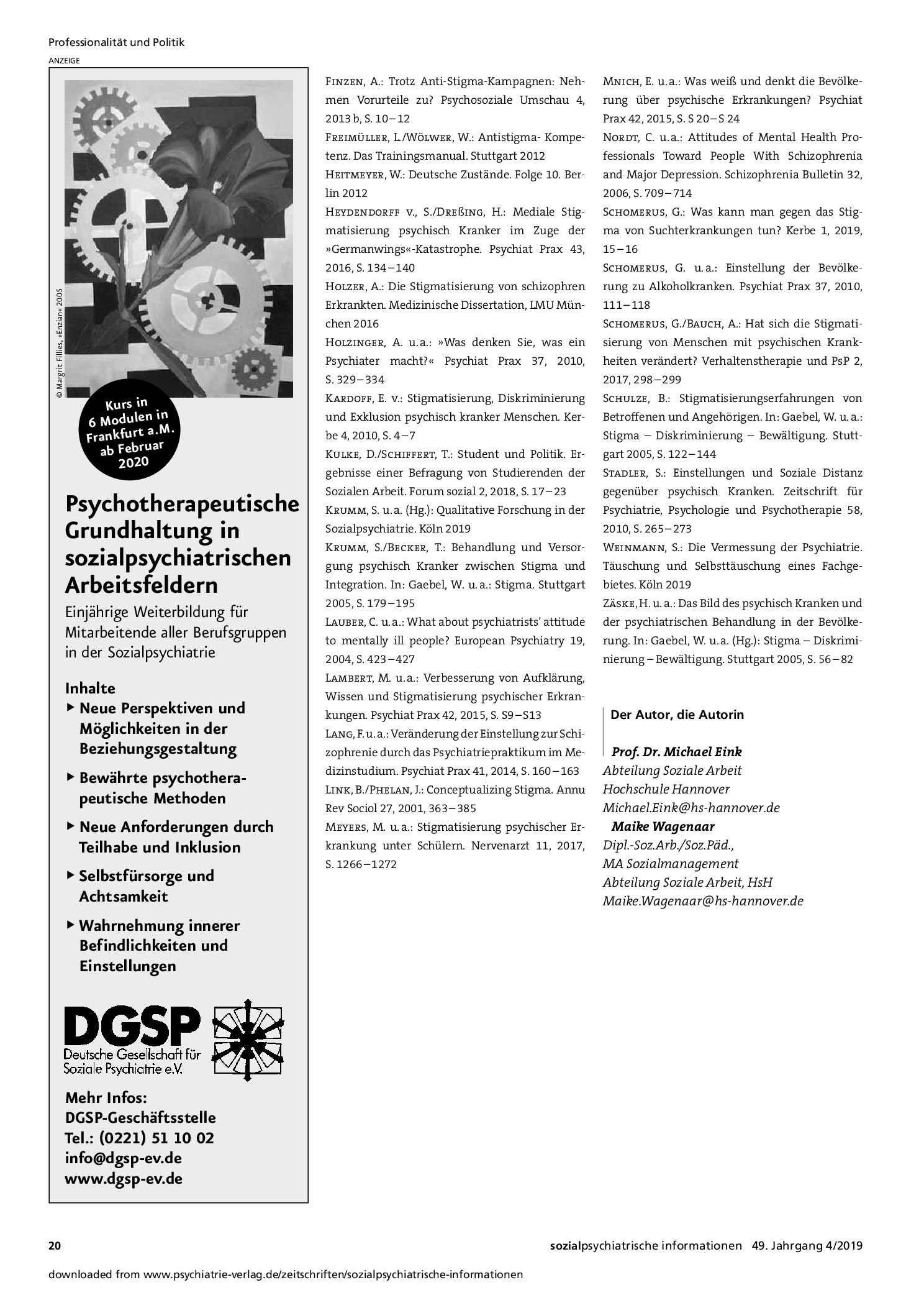 Vorschauseite 6: Stigmatisierung psychisch Erkrankter durch professionelle HelferInnen? Haltungen zu Psychiatrie und psychisch Erkrankten bei Studierenden der Sozialen Arbeit und der Medizin