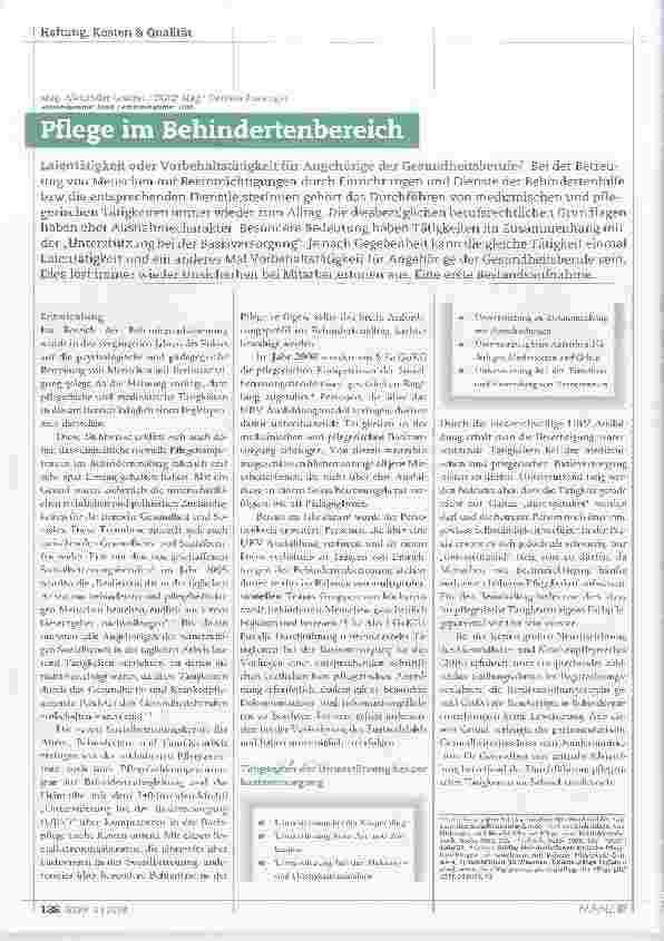 Vorschauseite 1: Pflege im Behindertenbereich