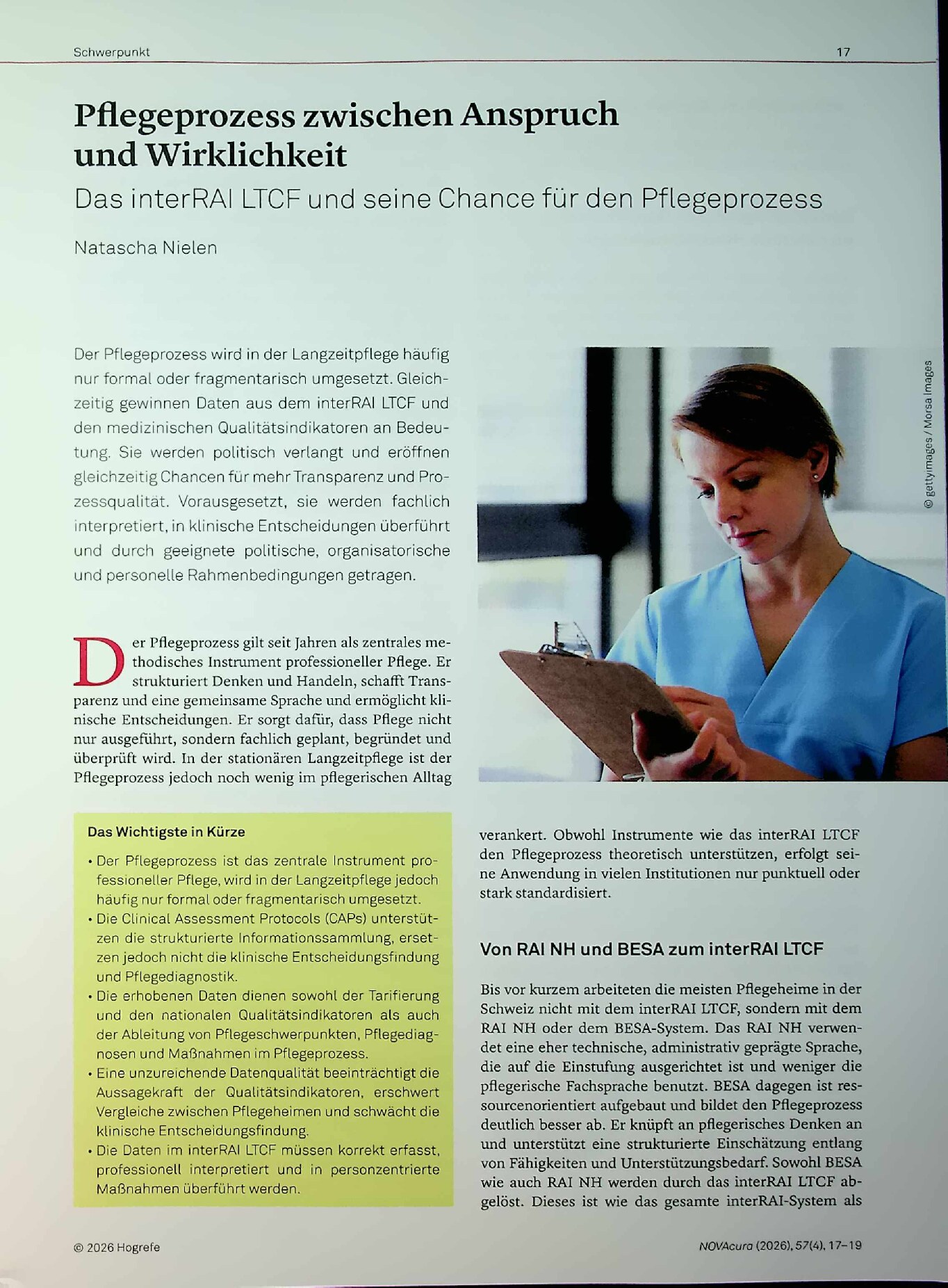 Vorschauseite 1: Pflegeprozess zwischen Anspruch und Wirklichkeit. Das interRAI LTCF und seine Chance für den Pflegeprozess