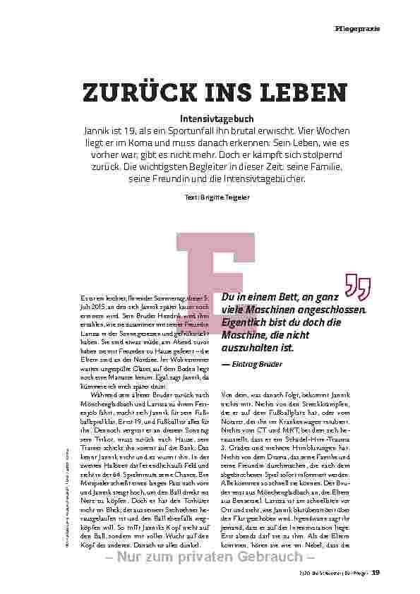 Vorschauseite 2: ZURÜCK INS LEBEN Intensivtagebuch