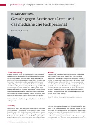 Vorschauseite 1: Gewalt gegen Ärztinnen/Ärzte und das medizinische Fachpersonal