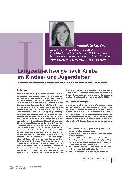 Vorschauseite 1: Langzeitnachsorge nach Krebs im Kindesund Jugendalter
