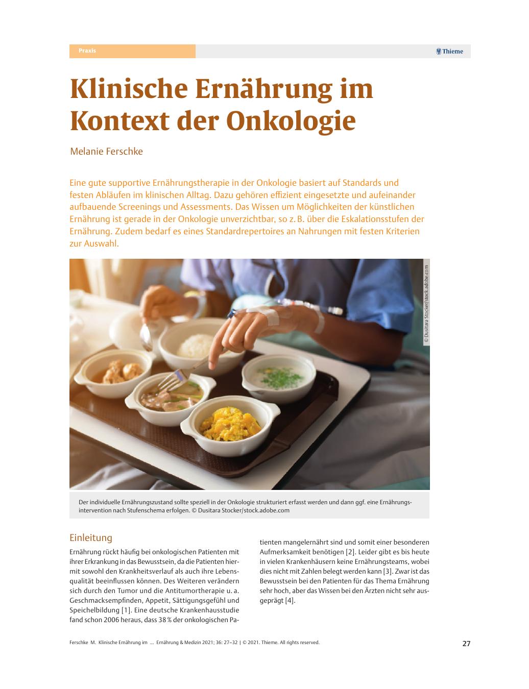 Vorschauseite 1: Klinische Ernährung im Kontext der Onkologie