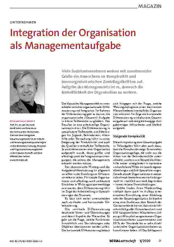 Vorschauseite 1: Integration der Organisation als Managementaufgabe