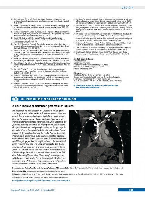 Vorschauseite 1: Akuter Thoraxschmerz nach parenteraler Infusion