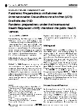 Vorschauseite 1: Pandemic Preparedness im Rahmen der Internationalen Gesundheitsvorschriften (IGV): Die Rolle des ÖGD