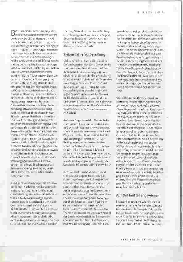 Vorschauseite 2: ZURÜCK IN DIE ZUKUNFT | Multiprofessionelle CO 1 Gesundheitszentren suchen neue Versorgungswege