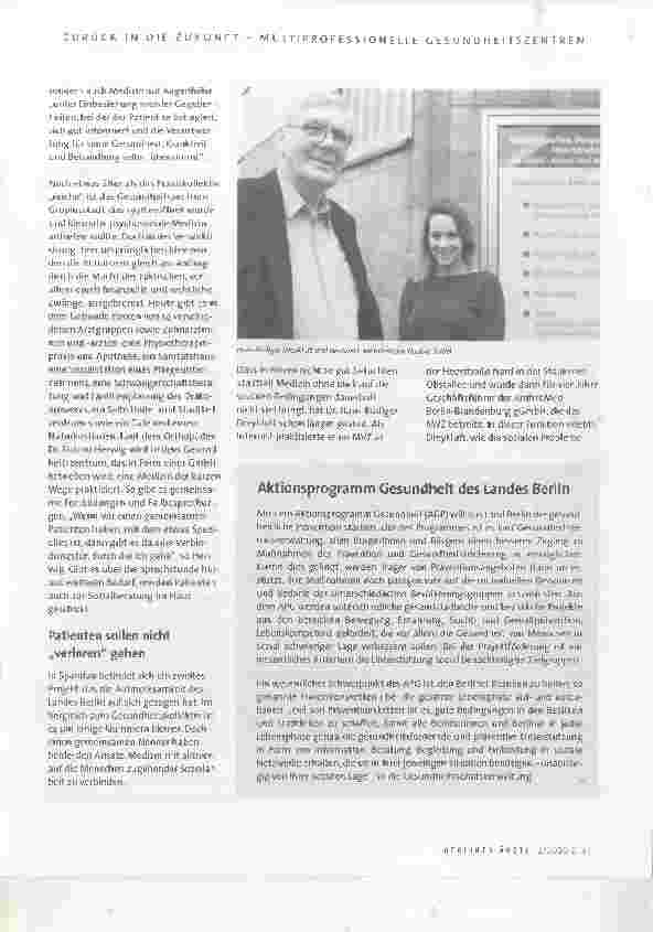 Vorschauseite 4: ZURÜCK IN DIE ZUKUNFT | Multiprofessionelle CO 1 Gesundheitszentren suchen neue Versorgungswege