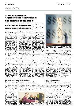 Vorschauseite 1: Angekündigte Pflegereform engmaschig beobachten.