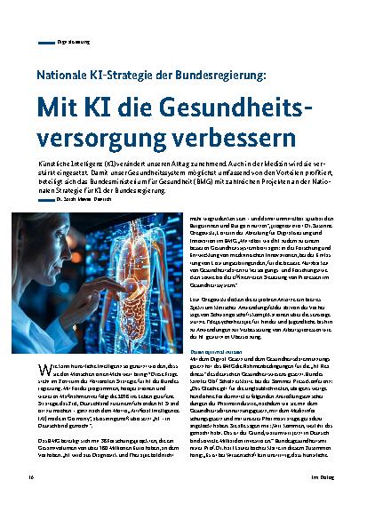 Vorschauseite 1: Nationale KI-Strategie der Bundesregierung: Mit KI die Gesundheitsversorgung verbessern
