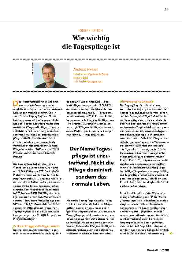 Vorschauseite 1: Wie wichtig die Tagespflege ist.
