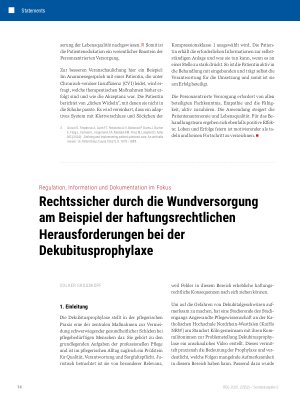 Vorschauseite 1: Rechtssicher durch die Wundversorgung am Beispiel der haftungsrechtlichen Herausforderungen bei der Dekubitusprophylaxe