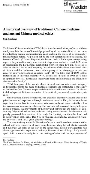 Vorschauseite 1: A historical overview of traditional Chinese medicine and ancient Chinese medical ethics