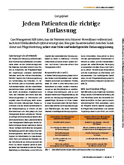 Vorschauseite 1: Jedem Patienten die richtige Entlassung