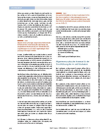 Vorschauseite 2: SOP Extubation und Intubation aus Sicht der Hygiene
