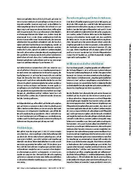 Vorschauseite 2: Wege zu einer „Angehörigenfreundlichen Intensivstation“