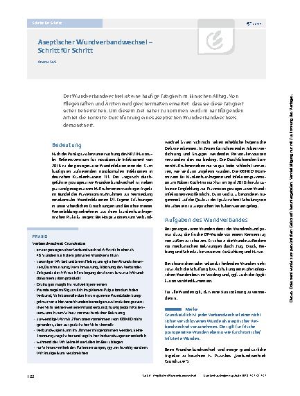 Vorschauseite 1: Aseptischer Wundverbandwechsel – Schritt für Schritt