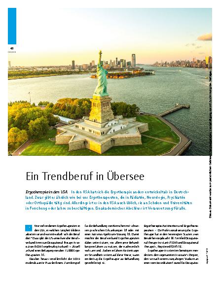 Vorschauseite 1: Ergotherapie in den USA – Ein Trendberuf in Übersee