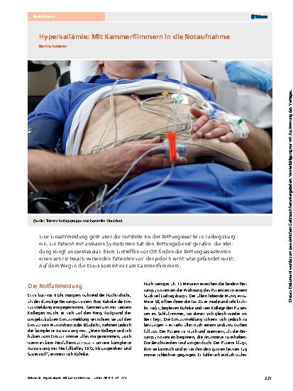 Vorschauseite 1: Hyperkaliämie: Mit Kammerflimmern in die Notaufnahme