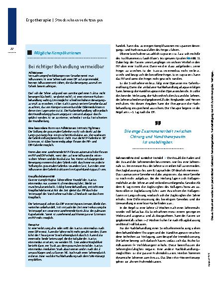 Vorschauseite 3: Frühmobilisation bei Strecksehnenverletzungen – Aktiv statt passiv