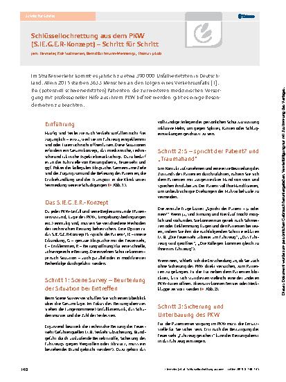 Vorschauseite 1: Schlüssellochrettung aus dem PKW (S.IE.G.E.R-Konzept) – Schritt für Schritt