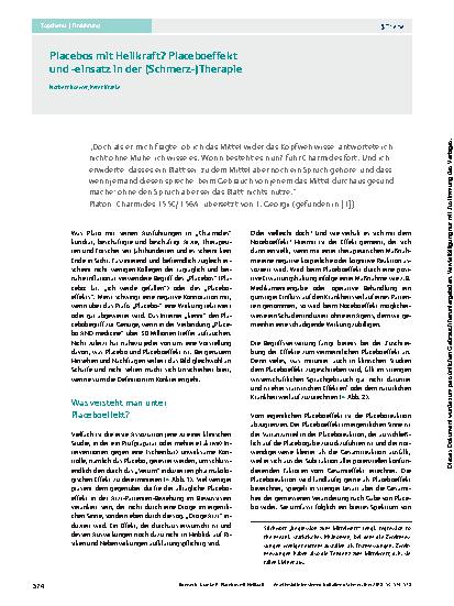 Vorschauseite 1: Placebos mit Heilkraft? Placeboeffekt und -einsatz in der (Schmerz-)Therapie