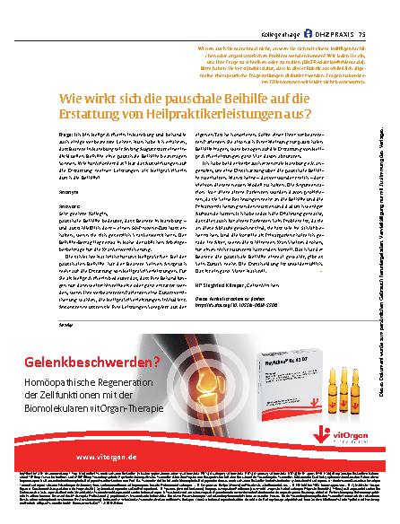 Vorschauseite 1: Wie wirkt sich die pauschale Beihilfe auf die Erstattung von Heilpraktikerleistungen aus?