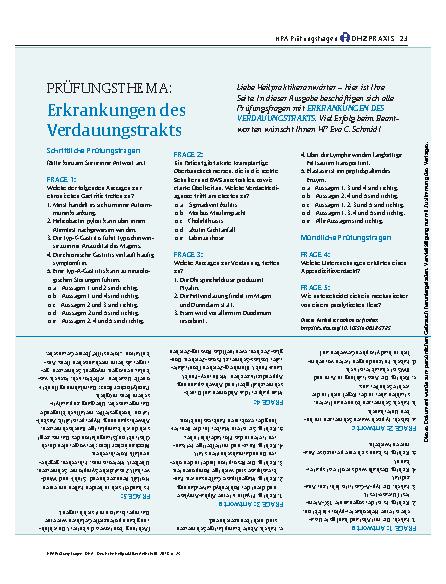 Vorschauseite 1: Prüfungsthema: Erkrankungen des Verdauungstrakts