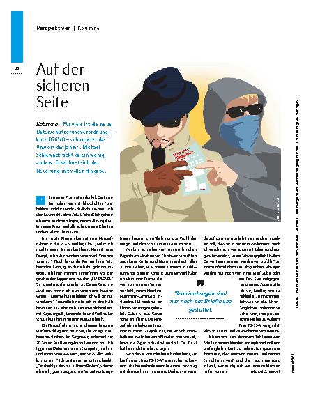 Vorschauseite 1: Kolumne – Auf der sicheren Seite