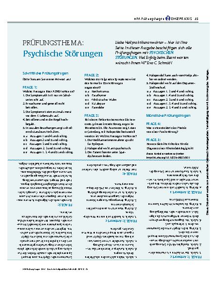 Vorschauseite 1: PRÜFUNGSTHEMA: Psychische Störungen