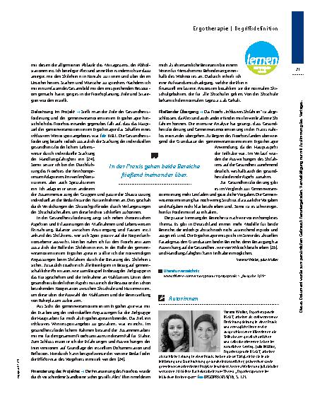 Vorschauseite 6: Gesundheit stärken und Teilhabe ermöglichen – Ergotherapie in Gesundheitsförderung und Gemeinwesenorientierung