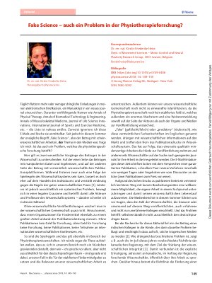 Vorschauseite 1: Fake Science – auch ein Problem in der Physiotherapieforschung?