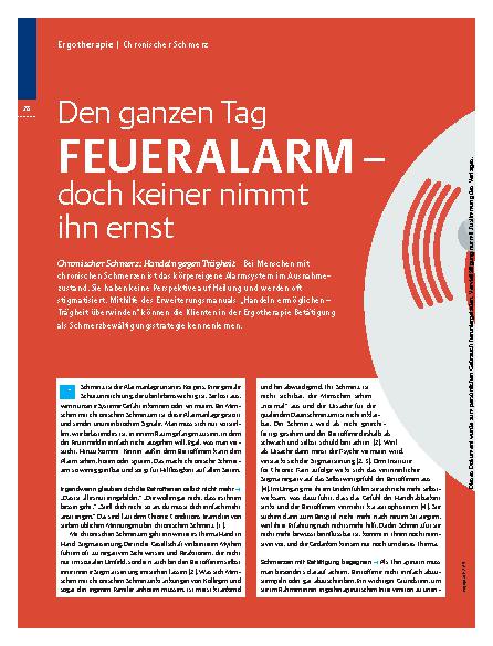 Vorschauseite 1: Den ganzen Tag FEUERALARM – doch keiner nimmt ihn ernst – Chronischer Schmerz: Handeln gegen Trägheit