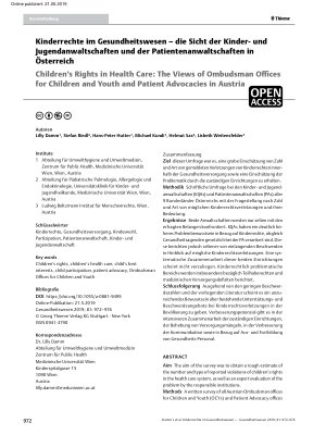 Vorschauseite 1: Kinderrechte im Gesundheitswesen – die Sicht der Kinderund Jugendanwaltschaften und der Patientenanwaltschaften in Österreich