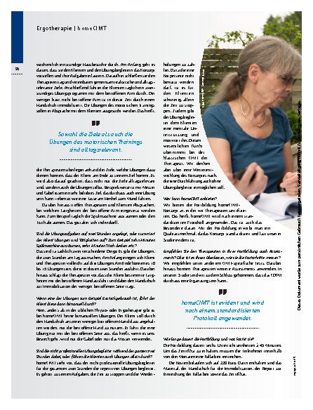 Vorschauseite 3: „Das Besondere an dieser Therapie ist, dass sie zu Hause stattfindet“ – homeCIMT