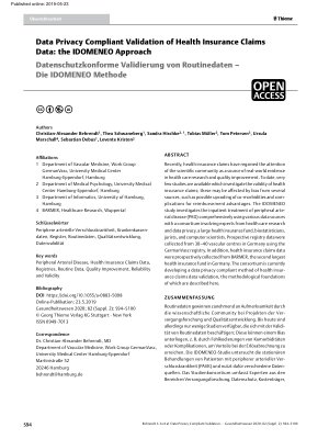 Vorschauseite 1: Data Privacy Compliant Validation of Health Insurance Claims Data: the IDOMENEO Approach