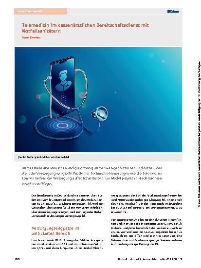 Vorschauseite 1: Telemedizin im kassenärztlichen Bereitschaftsdienst mit Notfallsanitätern