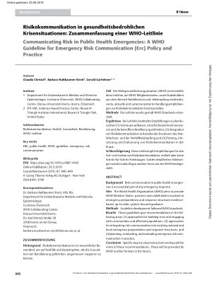 Vorschauseite 1: Risikokommunikation in gesundheitsbedrohlichen Krisensituationen: Zusammenfassung einer WHO-Leitlinie