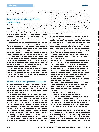 Vorschauseite 4: Das Arbeitsgedächtnis – eine Bestandsaufnahme