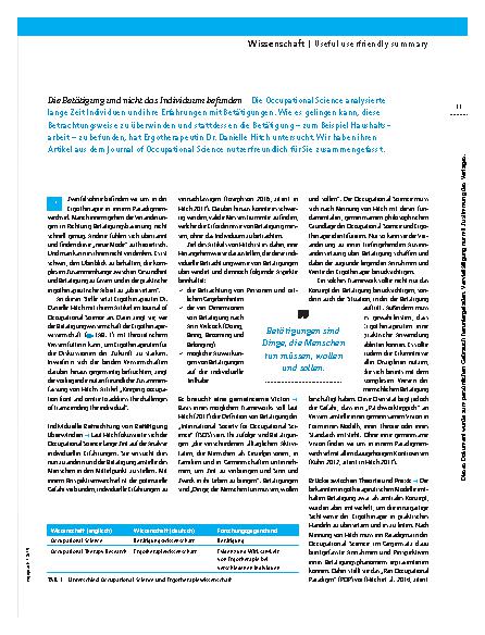 Vorschauseite 2: Die Perspektive wechseln! – Die Betätigung und nicht das Individuum befunden