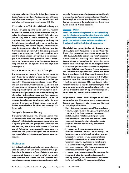Vorschauseite 4: Evidenzbasierte Stimmtherapieprogramme bei Dysphonien: eine Literaturstudie