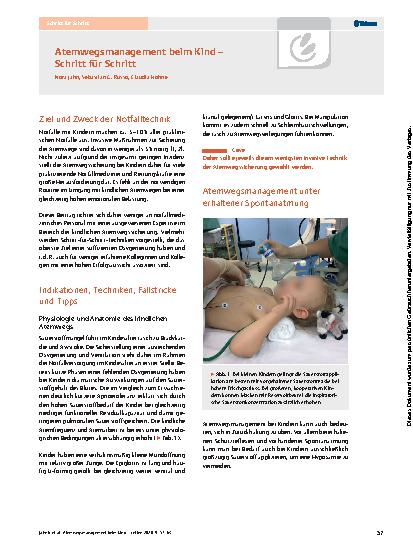 Vorschauseite 1: Atemwegsmanagement beim Kind – Schritt für Schritt