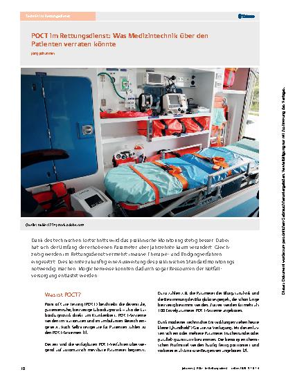 Vorschauseite 1: POCT im Rettungsdienst: Was Medizintechnik über den Patienten verraten könnte