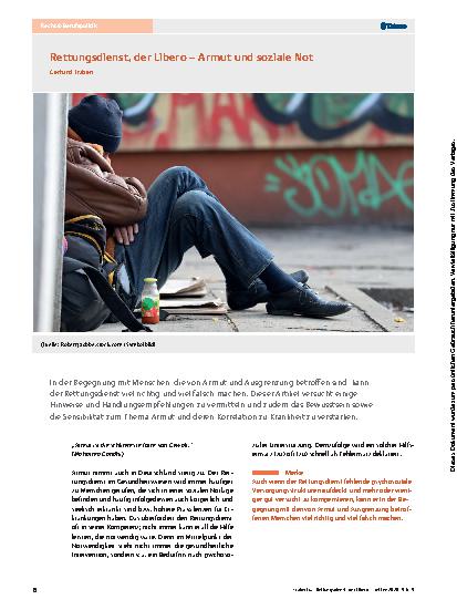 Vorschauseite 1: Rettungsdienst, der Libero – Armut und soziale Not