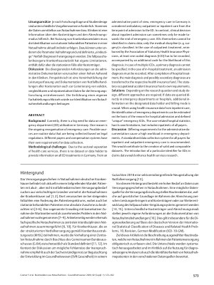 Vorschauseite 2: Routinedaten aus Notaufnahmen: Unterschiedliche Dokumentationsanforderungen, Abrechnungsmodalitäten und Datenhalter bei identischem Ort der Leistungserbringung