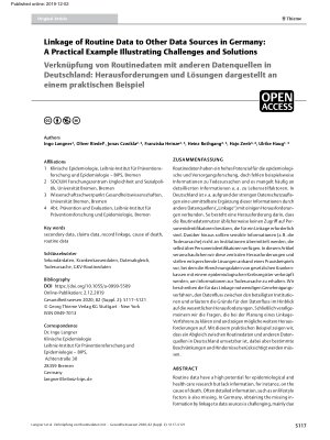 Vorschauseite 1: Linkage of Routine Data to Other Data Sources in Germany: A Practical Example Illustrating Challenges and Solutions