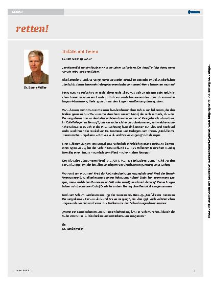 Vorschauseite 1: Unfälle mit Tieren