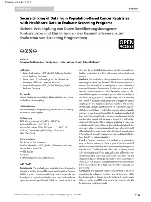 Vorschauseite 1: Secure Linking of Data from Population-Based Cancer Registries with Healthcare Data to Evaluate Screening Programs