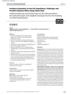 Vorschauseite 1: Incidence Estimation in Post-ICU Populations: Challenges and Possible Solutions When Using Claims Data